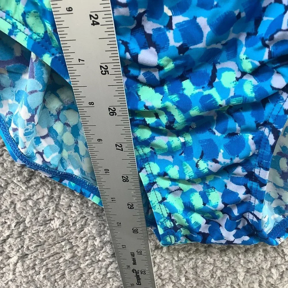 Jantzen One Piece Swimsuit Womens XL Blue Padded Halter Tropical‎ Watercolor